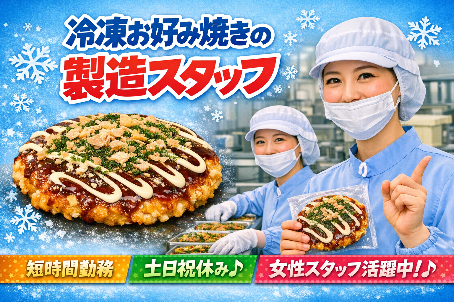 【冷凍お好み焼きの製造スタッフ】